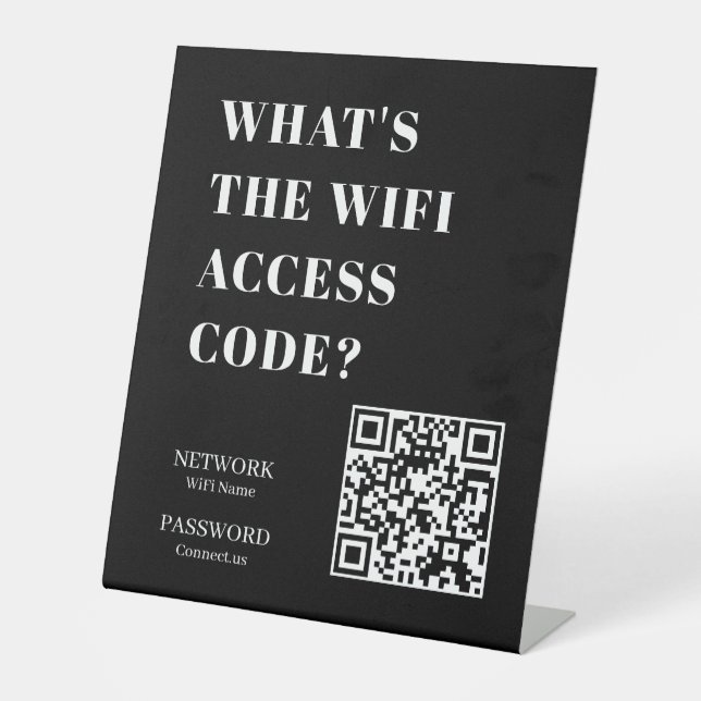 Schwarzer WiFi-QR-Code | Netzwerk-Passwort-Scan-Di Sockelschild (Vorderseite)
