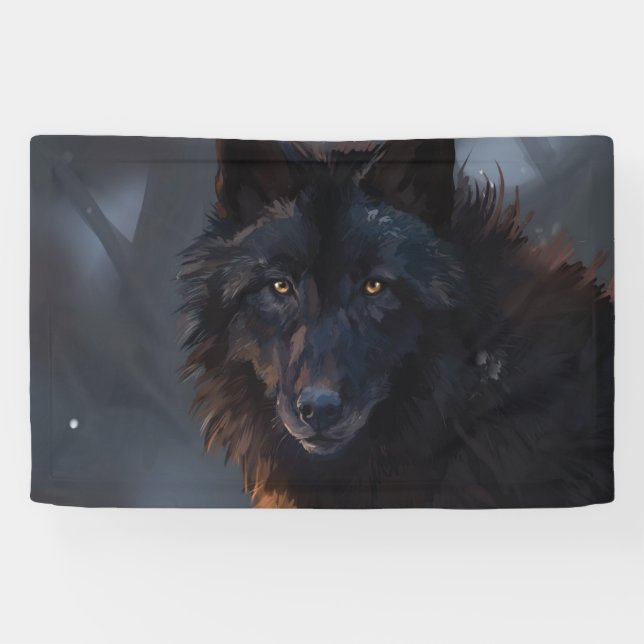 Schwarzer Wolf Banner (Horizontal)