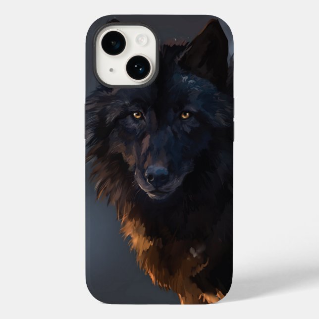 Schwarzer Wolf Case-Mate iPhone Hülle (Rückseite)