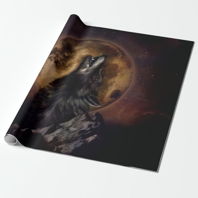 Schwarzer Wolf Geschenkpapier (Ungerollt)