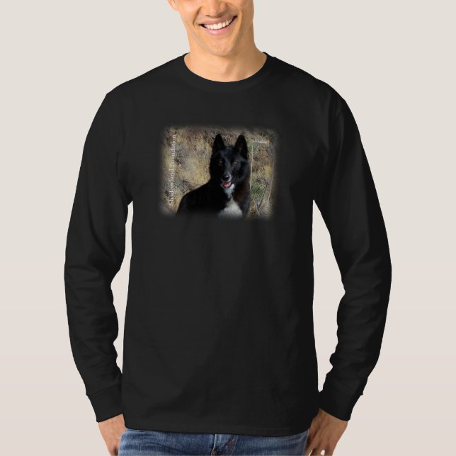 Schwarzer Wolf Hanes langer Hülsen-Nano-T - Shirt (Vorderseite)