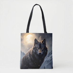 Schwarzer Wolf im Snowy Mountains