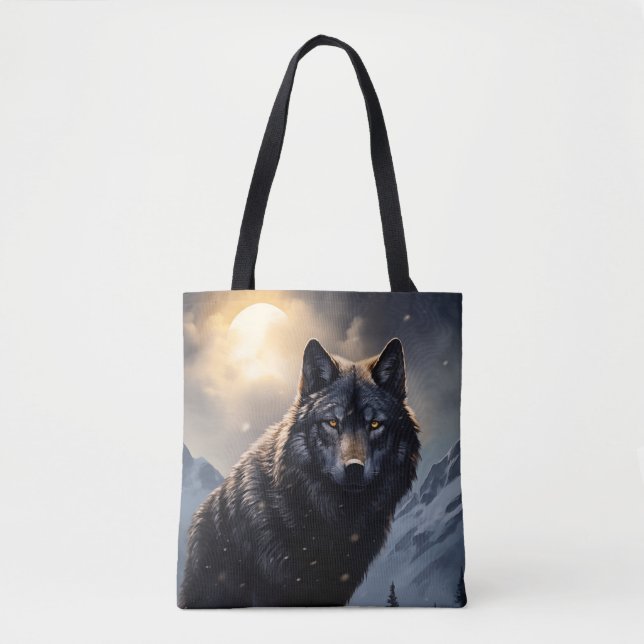 Schwarzer Wolf im Snowy Mountains (Vorderseite)