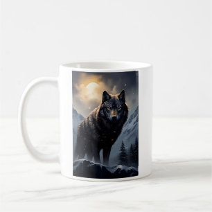 Schwarzer Wolf im Snowy Mountains Kaffeetasse