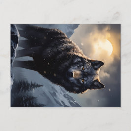 Schwarzer Wolf im Snowy Mountains Postkarte