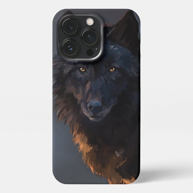 Schwarzer Wolf iPhone Hülle (Rückseite)