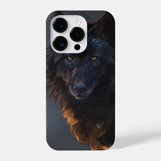 Schwarzer Wolf iPhone Hülle (Rückseite)