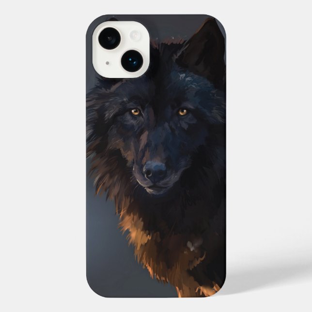 Schwarzer Wolf iPhone Hülle (Rückseite)