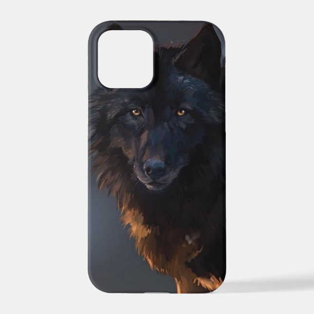 Schwarzer Wolf iPhone Hülle (Rückseite)