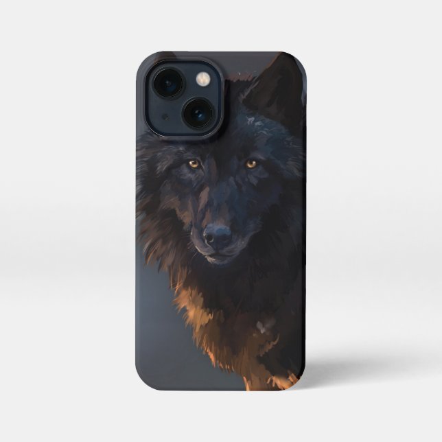 Schwarzer Wolf iPhone Hülle (Rückseite)