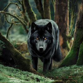 Schwarzer Wolf kommt aus dem Wald Puzzle