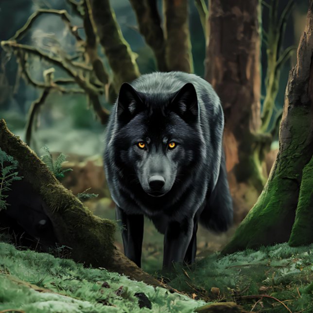 Schwarzer Wolf kommt aus dem Wald Puzzle (Von Creator hochgeladen)