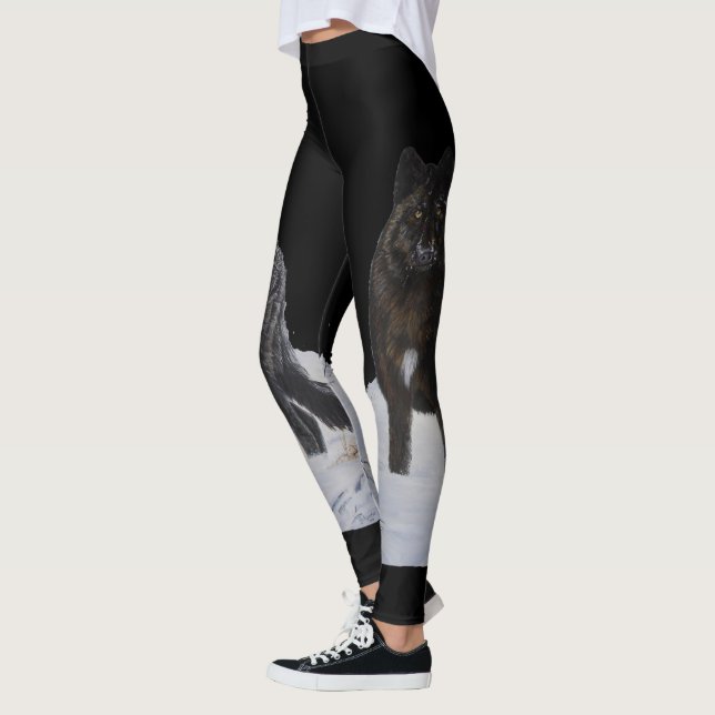 Schwarzer Wolf Leggings (Links)