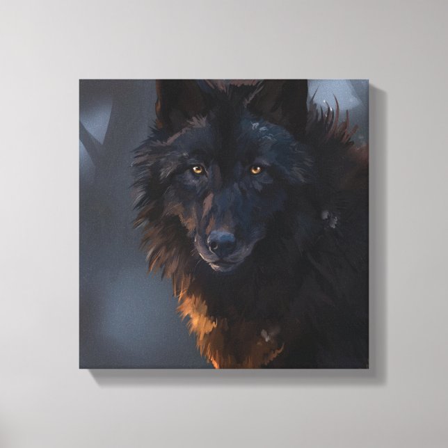 Schwarzer Wolf Leinwanddruck (Vorderseite)