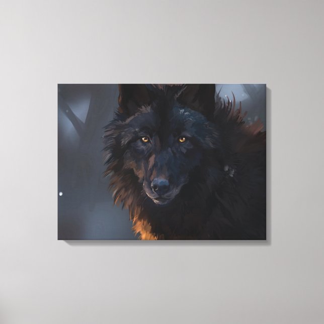 Schwarzer Wolf Leinwanddruck (Vorderseite)