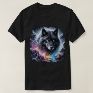 Schwarzer Wolf mit Blitz T-Shirt