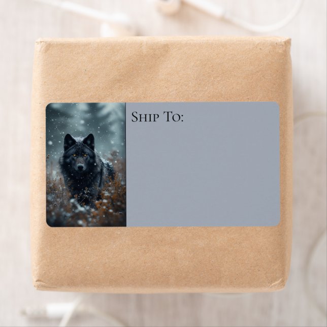 Schwarzer Wolf Nördlicher Winter Wald Schneeiger F (Insitu)
