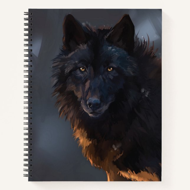 Schwarzer Wolf Notizbuch (Vorderseite)