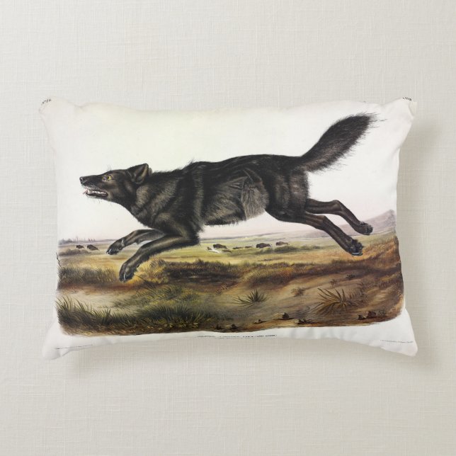 Schwarzer Wolf oder Schwarzer Amerikanischer Wolf  Dekokissen (Vorderseite)
