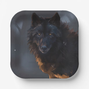 Schwarzer Wolf Pappteller