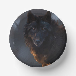 Schwarzer Wolf Pappteller