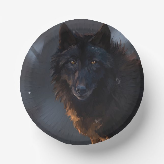 Schwarzer Wolf Pappteller (Vorderseite)
