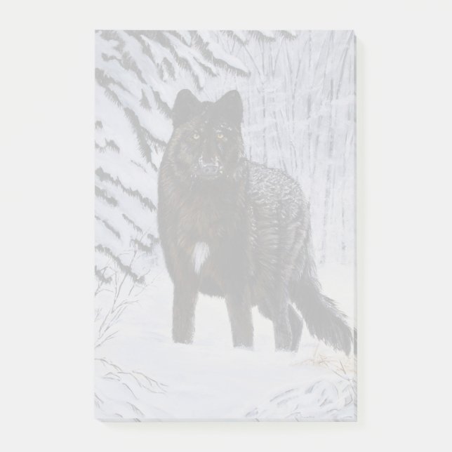 Schwarzer Wolf Post-it Klebezettel (Vorderseite)
