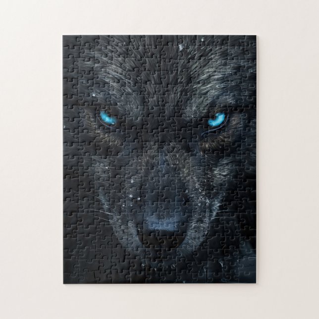 Schwarzer Wolf Puzzle (Vertikal)