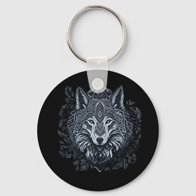 Schwarzer Wolf Schlüsselanhänger (Vorderseite)