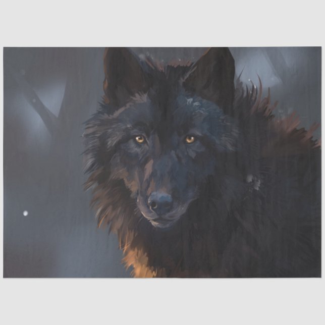Schwarzer Wolf Seidenpapier (Vorderseite)