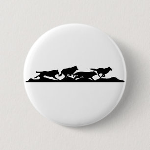 Schwarzer Wolf Silhouette Wild läuft mit dem Pack Button