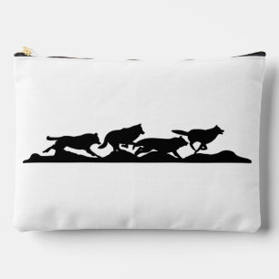 Schwarzer Wolf Silhouette Wild läuft mit dem Pack Zubehörtasche