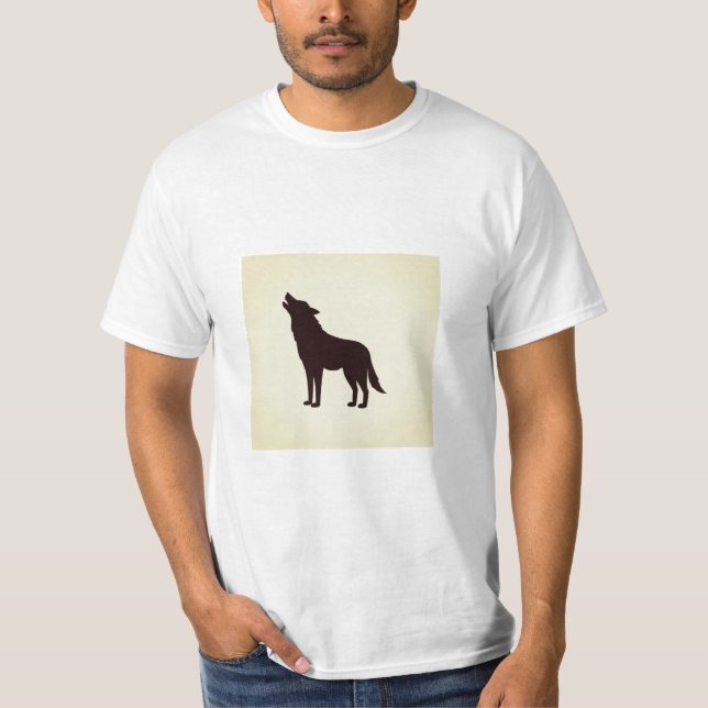 Schwarzer Wolf T - Shirt für männliche minimalisti (Vorderseite)