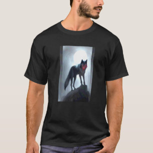 Schwarzer Wolf unheimliches Gothic-Tier T-Shirt