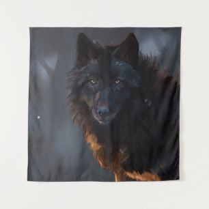 Schwarzer Wolf Wandteppich