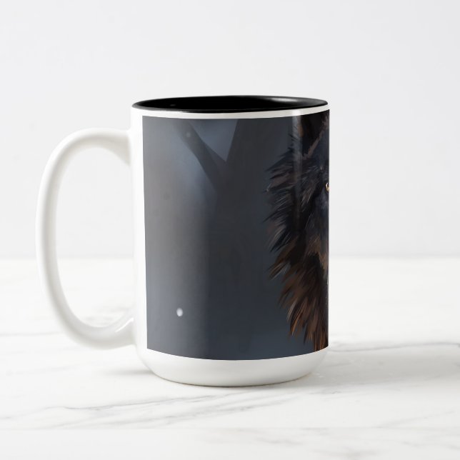 Schwarzer Wolf Zweifarbige Tasse (Links)