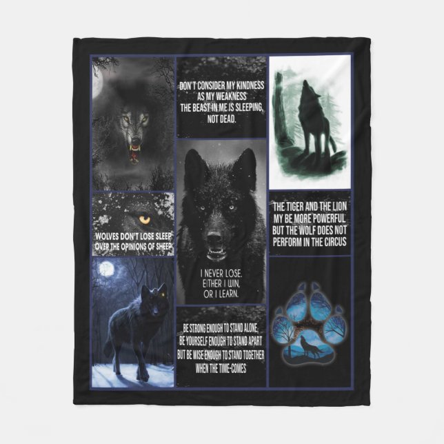 Schwarzer Wolfsklotz, Tiergeschenk für Liebe Fleecedecke (Vorderseite)