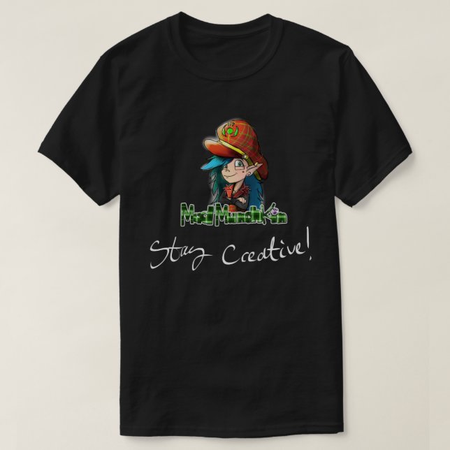 Schwarzer wütender Munchkin bleibe kreatives Shirt (Design vorne)