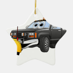Schwarzer Y Pick Up LKW Schneefräse Cartoon Keramikornament