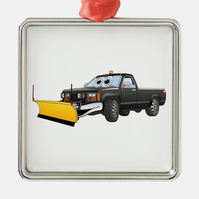 Schwarzer Y Pick Up LKW Schneefräse Cartoon Ornament Aus Metall (Vorne)