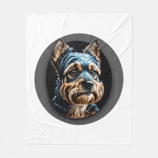Schwarzer Yorkshire Terrier Fleecedecke
