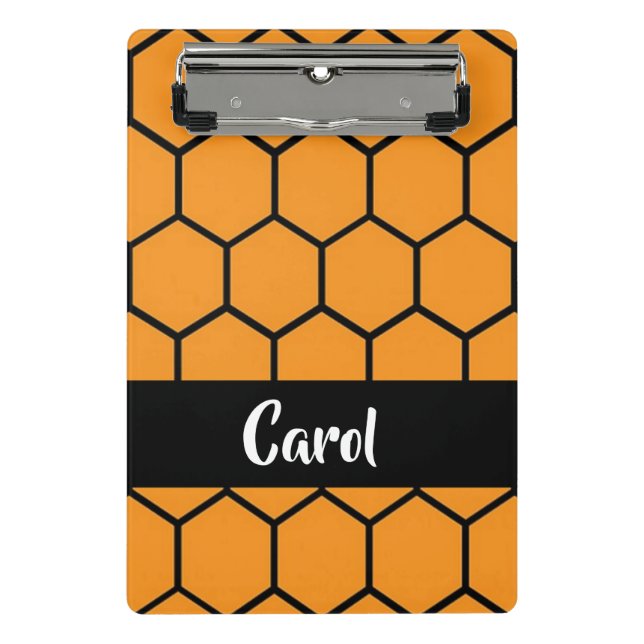 Schwarzer Zaun auf Orange Mini Klemmbrett (Vorderseite)