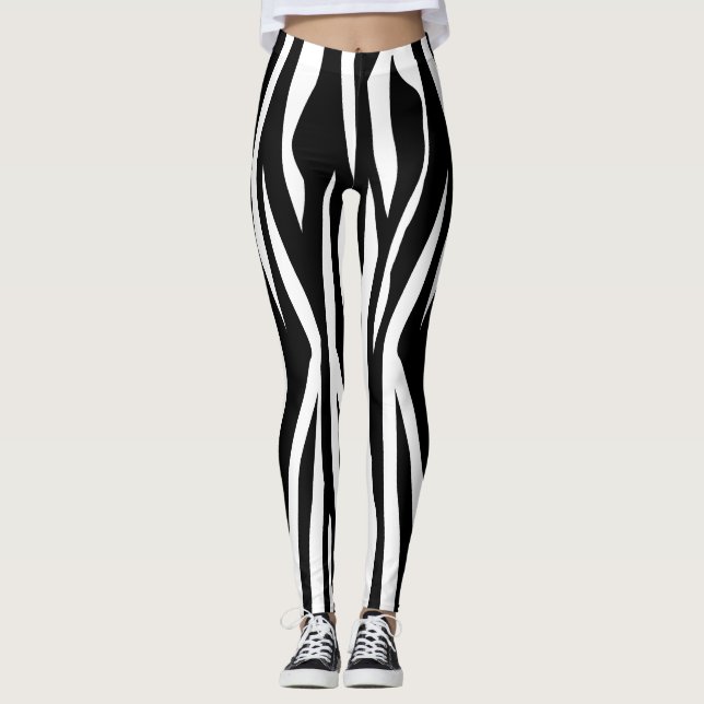 Schwarzer Zebra-Druck Leggings (Vorderseite)