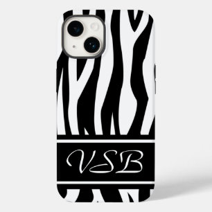 Schwarzer Zebra-Druck mit Monogramm Case-Mate iPhone 14 Hülle