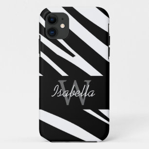 SCHWARZER ZEBRA STRIPES ANFANGSnamen iPhone 11 Hülle