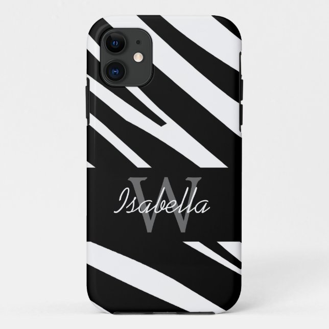 SCHWARZER ZEBRA STRIPES ANFANGSnamen Case-Mate iPhone Hülle (Rückseite)