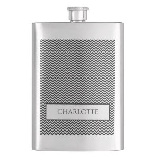 Schwarzer Zickzack Personalisierter Flasche Flachmann