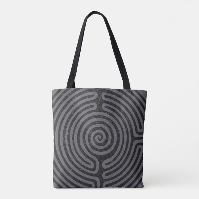Schwarzer Zirkel Labyrinth (Grau) Kunst, Kunst und (Rückseite)