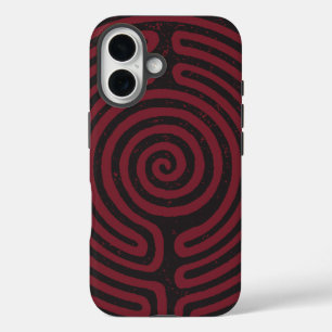 Schwarzer Zirkel Labyrinth (Maroon) Kunst, Kunst u iPhone 16 Hülle