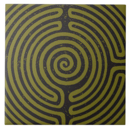 Schwarzer Zirkel Labyrinth (Olive) Kunst, Dichtung Fliese